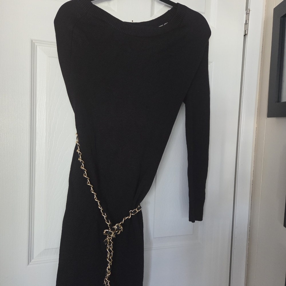 Michael Kors Black Dress with Gold Chain Detail